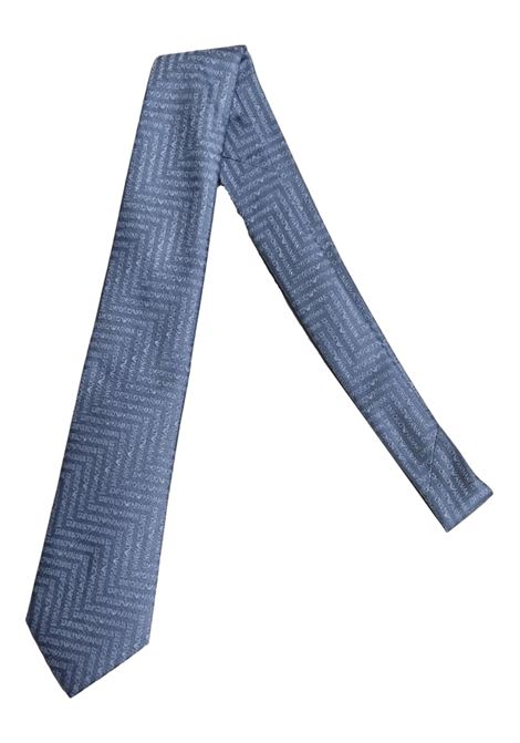 CRAVATTA IN PURA SETA CON LETTERING JACQUARD MOTIVO CHEVRON EMPORIO ARMANI | Cravatte | 340075 3R60400332